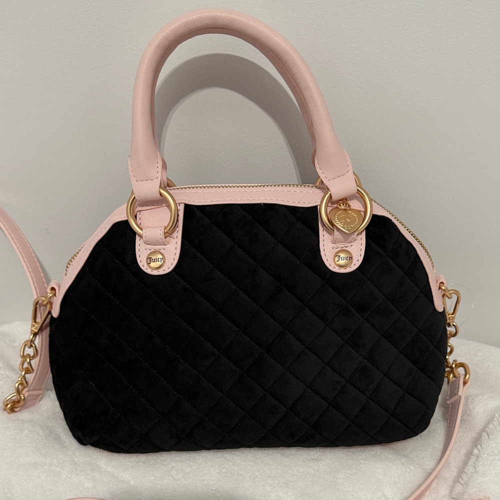Juicy Couture | Velour Crest Satchel | Pink Black Y2K Glam | NWT - Picture 3 of 16